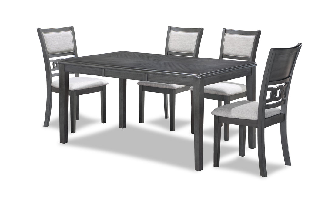 Gia 5 Pc 60" Dining Table & 4 Chairs-Gray
