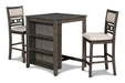 Gia 3 Pc 30" Storage Counter Table & 2 Chairs-Gray