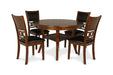 Gia 5 Pc 47" Round Dining Table & 4 Chairs-Brown