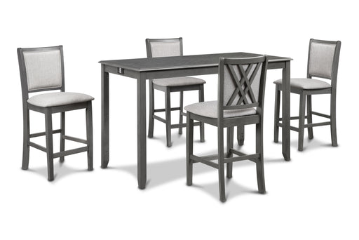 Amy 5 Pc 60" Counter Storage Table+Chairs-Gray