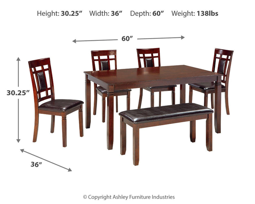 Bennox Dining Table and Chairs with Bench (Set of 6) - Sweet Furniture (Columbus, Ohio)