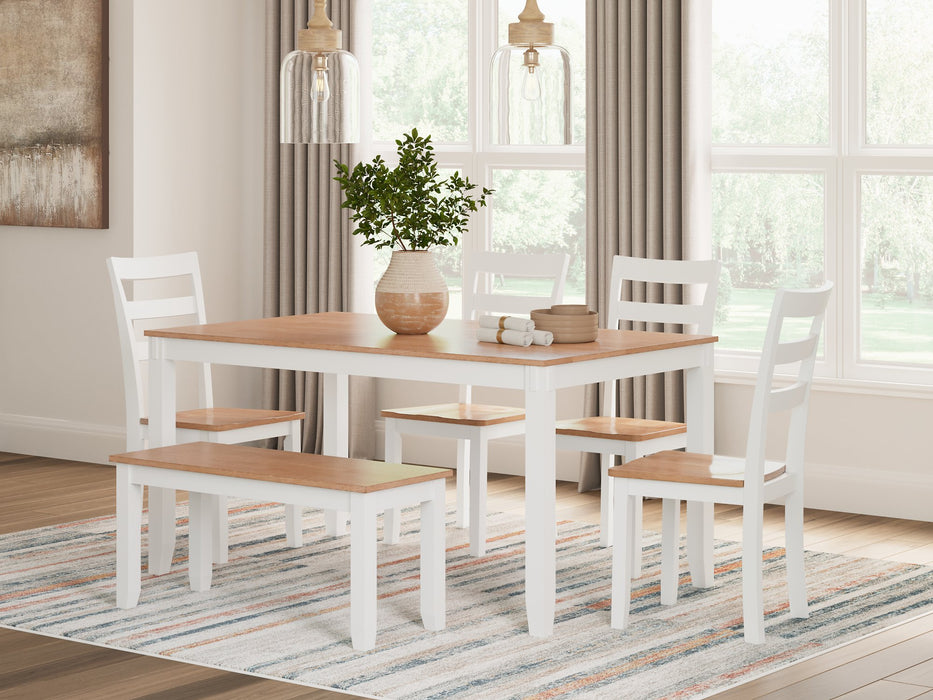 Gesthaven Dining Table with 4 Chairs and Bench (Set of 6) - Sweet Furniture (Columbus, Ohio)