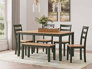 Gesthaven Dining Table with 4 Chairs and Bench (Set of 6) - Sweet Furniture (Columbus, Ohio)