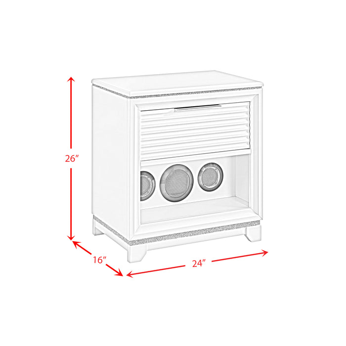 Denmark 1-Drawer Nightstand with Speaker and USB in White