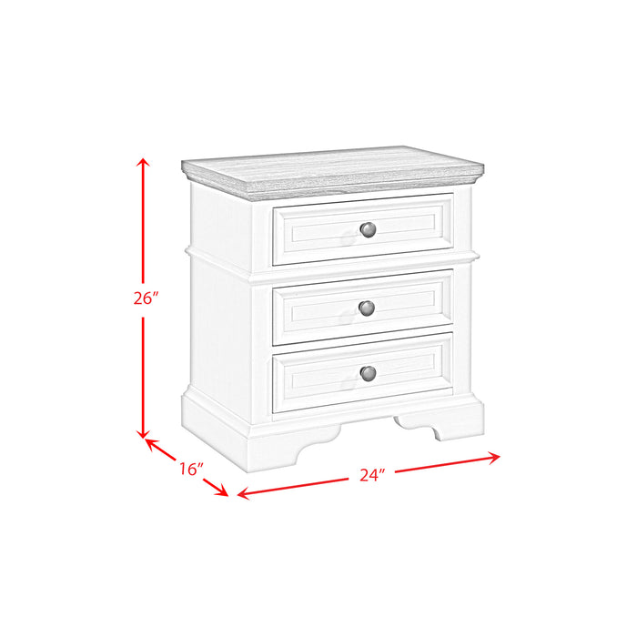 Eastwood Youth 3-Drawer Nightstand in Brown and Off-White
