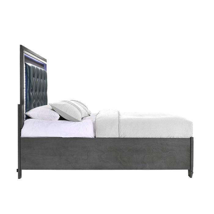 Titanium King Tufted Upholstered Storage Bed