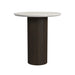 Sylvie Round End Table with White Faux Marble Top and Base in Dark Brown - Sweet Furniture (Columbus, Ohio)