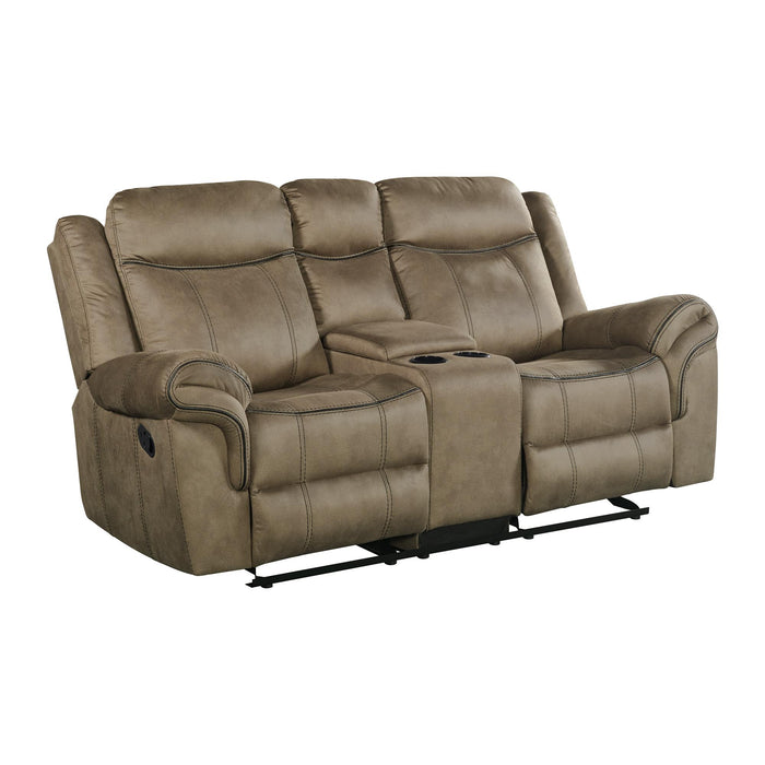 Sorrento Motion Loveseat with Console in T101 Brown - Sweet Furniture (Columbus, Ohio)