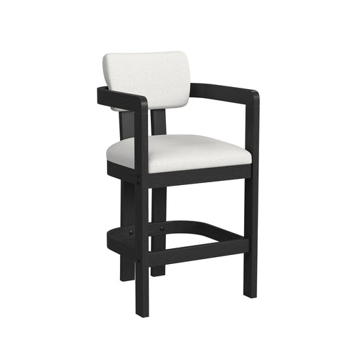 Portland Arm Barstool with White Fabric in Black (2 Per Carton) - Sweet Furniture (Columbus, Ohio)