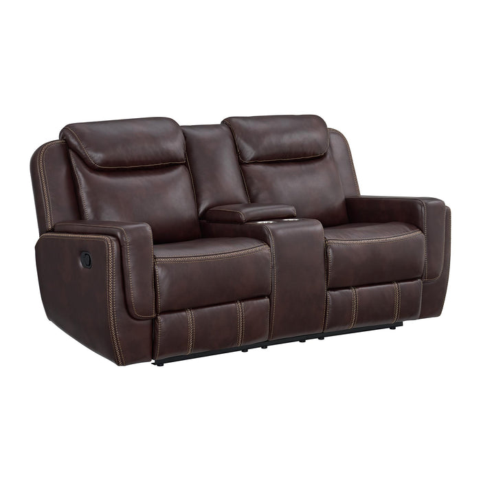 Panther Motion Loveseat with Console in Neono Brown