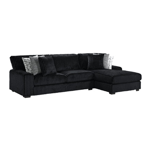 Nightfall LHF Loveseat in Grand Cord Black with 4 Pillows 20" (2 Winkin Walnut, 2 Nod Walnut) - Sweet Furniture (Columbus, Ohio)