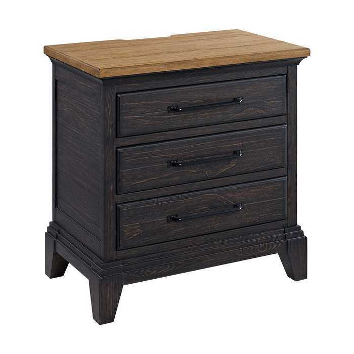 Montrose Nightstand with Charger & Sensor Light in Espresso & Brown - Sweet Furniture (Columbus, Ohio)