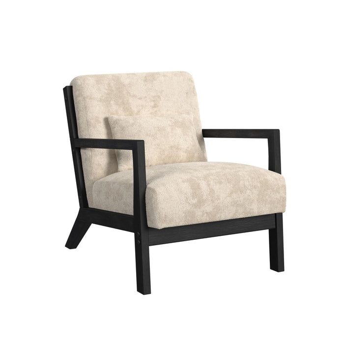 Marina Chair with kidney pillow in Langley Cream and Brushed Espresso Finish - Sweet Furniture (Columbus, Ohio)