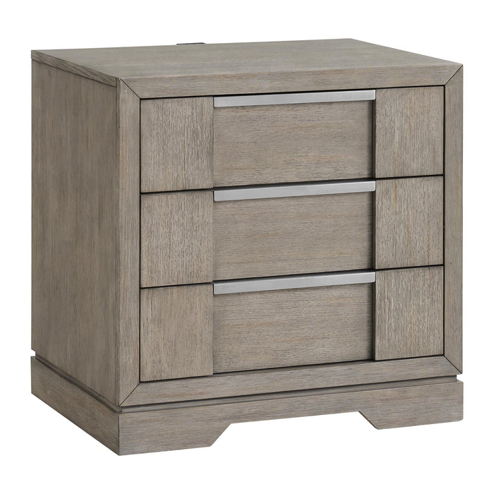 Kelis 3-Drawer Nightstand with USB in Grey