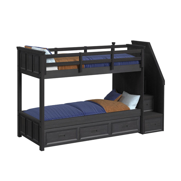 Hampton Kids Over Bunk with Staircase and Trundle Bedroom Set