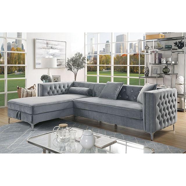 Amie Glam Gray & Black Sectional w/Storage - Sweet Furniture (Columbus, Ohio)