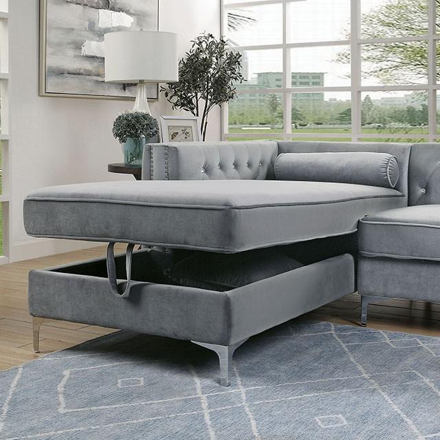 Amie Glam Gray & Black Sectional w/Storage - Sweet Furniture (Columbus, Ohio)
