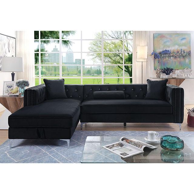 Amie Glam Gray & Black Sectional w/Storage - Sweet Furniture (Columbus, Ohio)