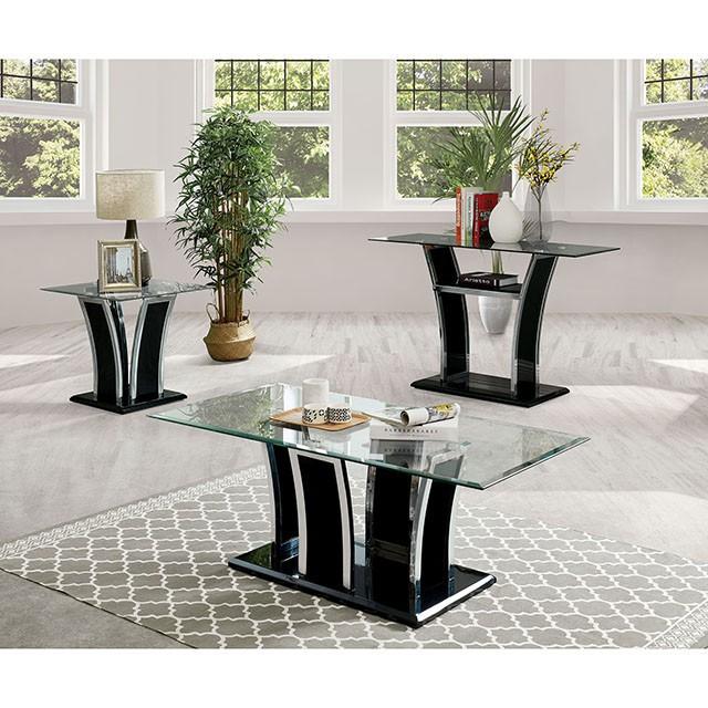 Staten Glossy Black/Chrome End Table - Sweet Furniture (Columbus, Ohio)