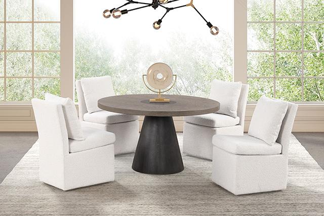 Broager 5 Pc Dining Table Set (Light Gray Swivel Chairs) - Sweet Furniture (Columbus, Ohio)