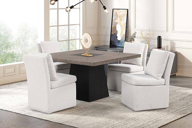 Broager 5 Pc Dining Table Set (White Swivel Chairs) - Sweet Furniture (Columbus, Ohio)