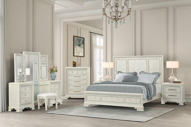 Stella Mia E.King & Queen Bed White & White - Sweet Furniture (Columbus, Ohio)
