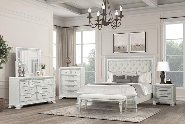 Stella Mia E.King & Queen Bed White & White - Sweet Furniture (Columbus, Ohio)
