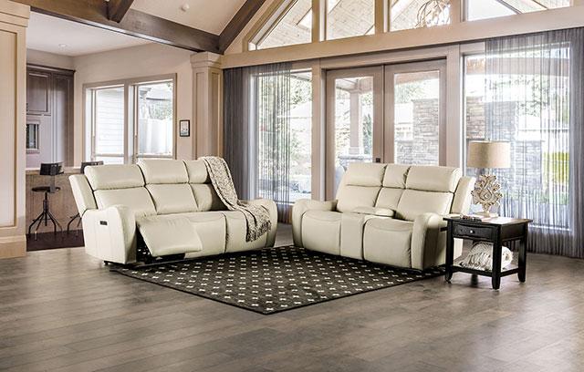 Barclay Power Loveseat Beige - Sweet Furniture (Columbus, Ohio)