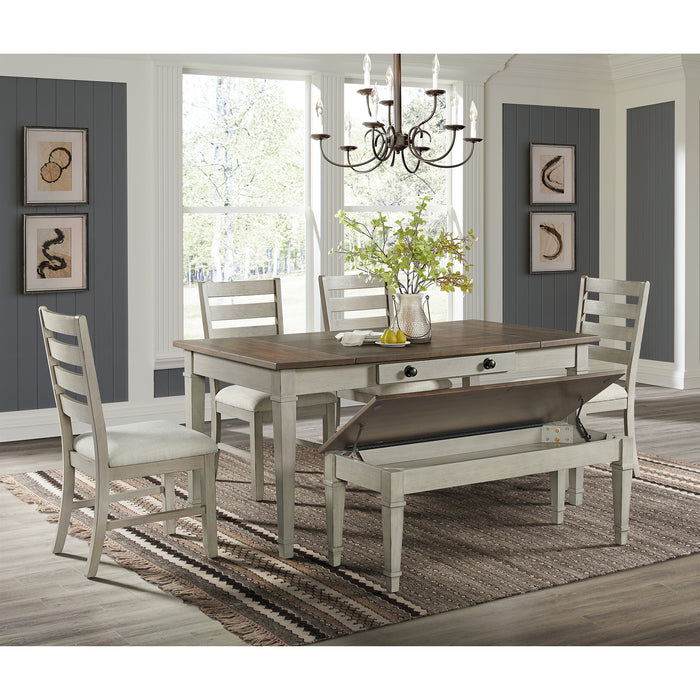 Farmington Rectangular Dining Table in Medium Brown and Washed Stone - Sweet Furniture (Columbus, Ohio)