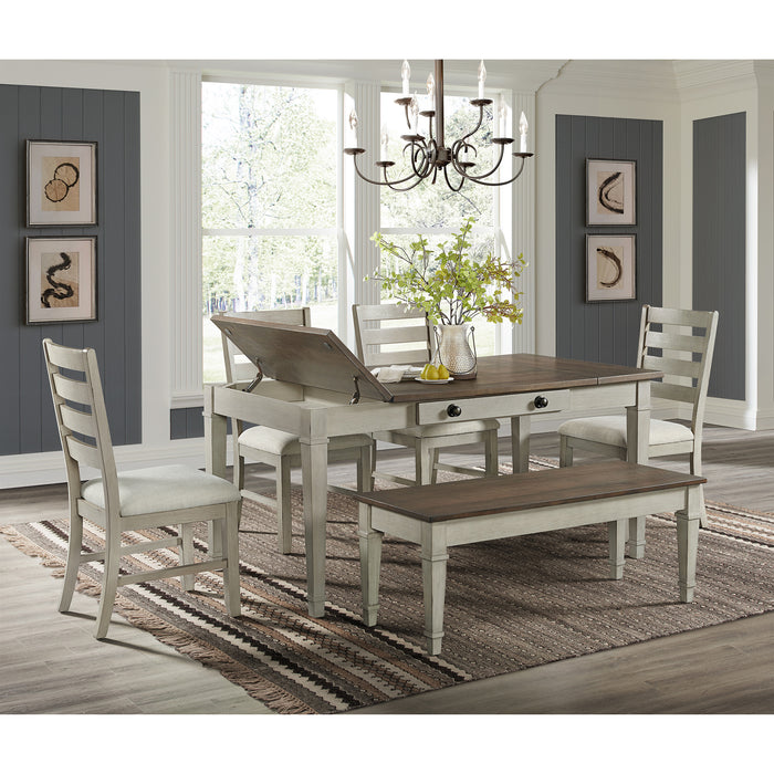 Farmington Rectangular Dining Table in Medium Brown and Washed Stone - Sweet Furniture (Columbus, Ohio)