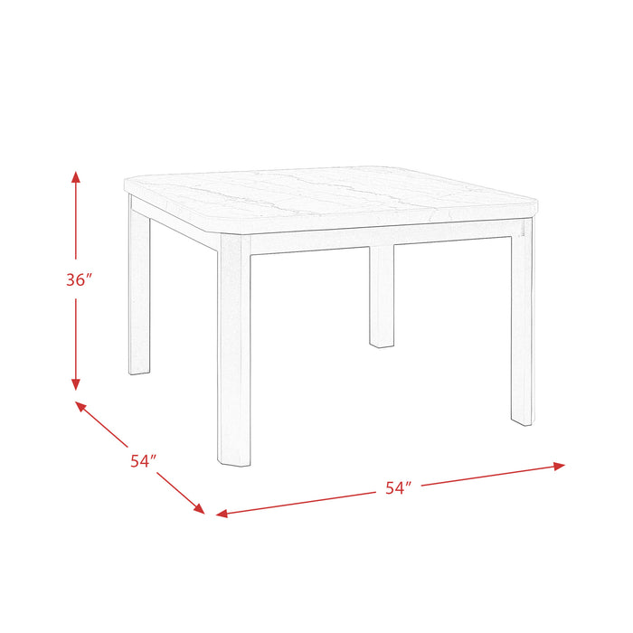 Francesca White Marble Square 5PC Counter Height Dining Set-Table & Four Grey Velvet Chairs