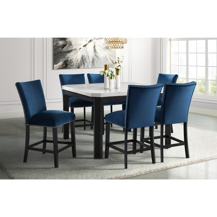 Francesca Counter Dining Blue Counter Velvet Side Chair (2 Per Pack) - Sweet Furniture (Columbus, Ohio)
