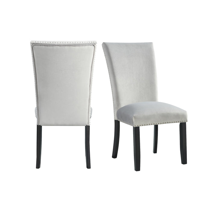 Francesca Rectangular Dining Grey Velvet Side Chair W/ Nailhead Trim (2 Per Pack) - Sweet Furniture (Columbus, Ohio)