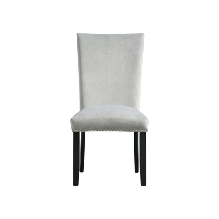 Francesca Rectangular Dining Grey Velvet Side Chair W/ Nailhead Trim (2 Per Pack) - Sweet Furniture (Columbus, Ohio)