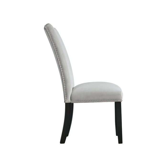 Francesca Rectangular Dining Grey Velvet Side Chair W/ Nailhead Trim (2 Per Pack) - Sweet Furniture (Columbus, Ohio)