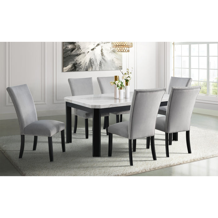Francesca Rectangular Dining Grey Velvet Side Chair W/ Nailhead Trim (2 Per Pack) - Sweet Furniture (Columbus, Ohio)