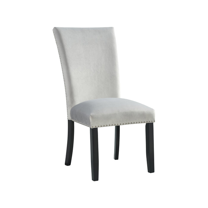 Francesca Rectangular Dining Grey Velvet Side Chair W/ Nailhead Trim (2 Per Pack) - Sweet Furniture (Columbus, Ohio)