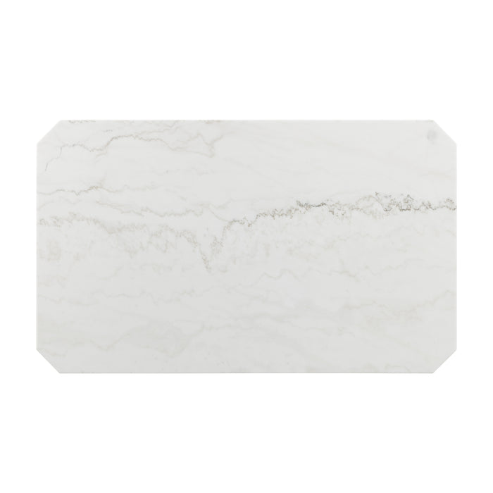 Francesca White Marble Rectangular 5PC Dining Set-Table & Four Black PU Chairs - Sweet Furniture (Columbus, Ohio)