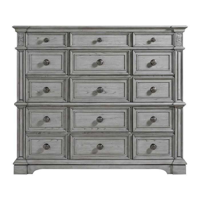 Glenmore 15-Drawer Mansion Chest in Aged Grey