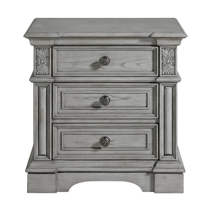 Glenmore 3-Drawer Nightstand with USB in Aged Grey - Sweet Furniture (Columbus, Ohio)