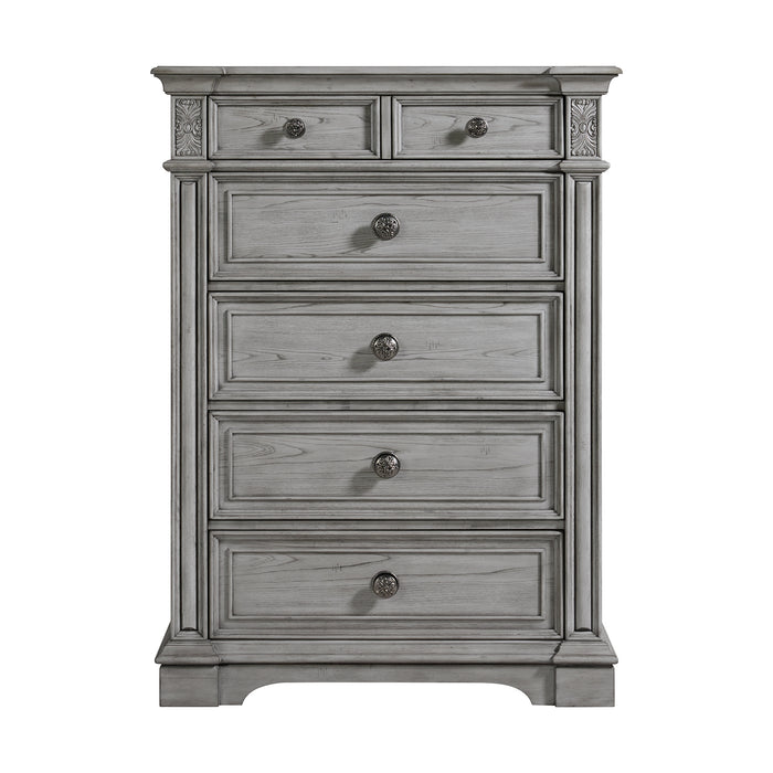 Glenmore 5-Drawer Chest in Aged Grey - Sweet Furniture (Columbus, Ohio)