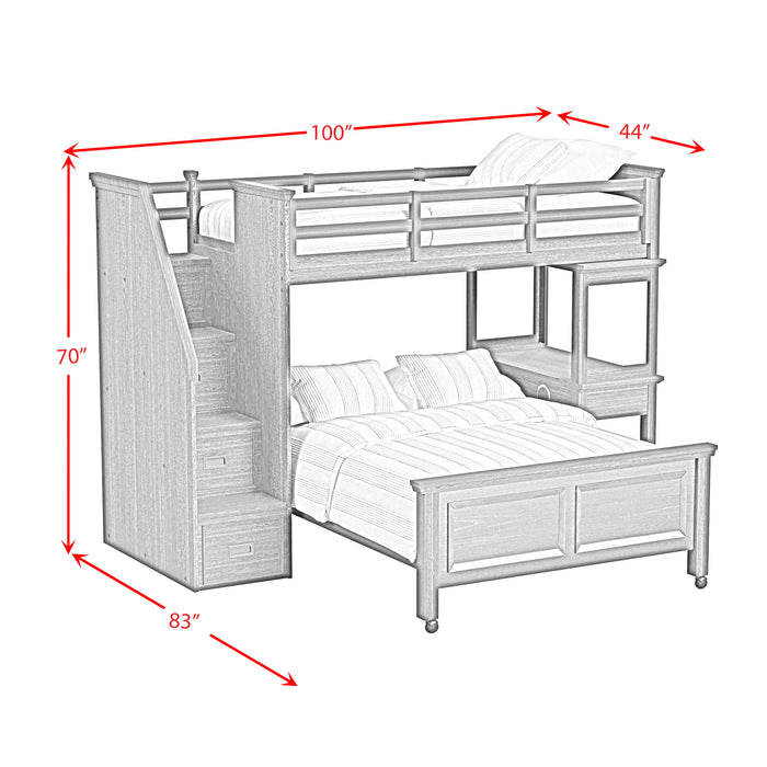 Hampton Kids Over Loft with Staircase and Desk with Speaker