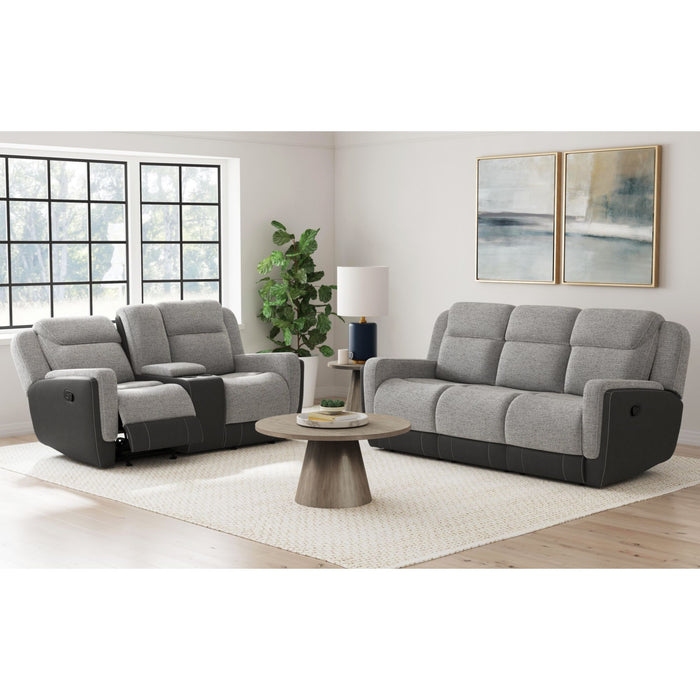 Hornet Motion Glider Loveseat with Console in Rancho Grey - Sweet Furniture (Columbus, Ohio)