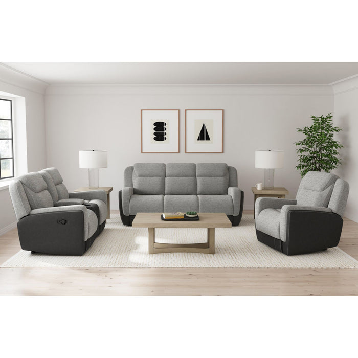 Hornet Motion Loveseat with Console in Rancho Grey - Sweet Furniture (Columbus, Ohio)