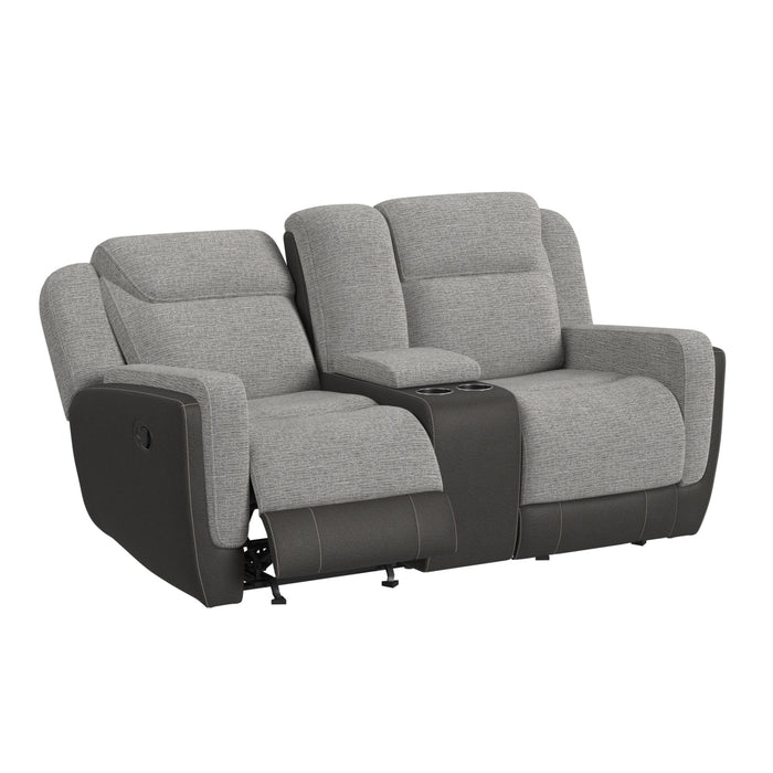 Hornet Motion Glider Loveseat with Console in Rancho Grey - Sweet Furniture (Columbus, Ohio)
