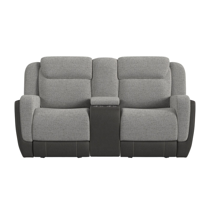 Hornet Motion Glider Loveseat with Console in Rancho Grey - Sweet Furniture (Columbus, Ohio)