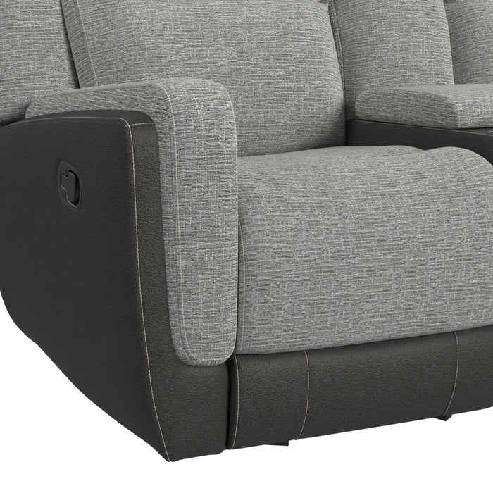 Hornet Motion Glider Loveseat with Console in Rancho Grey - Sweet Furniture (Columbus, Ohio)
