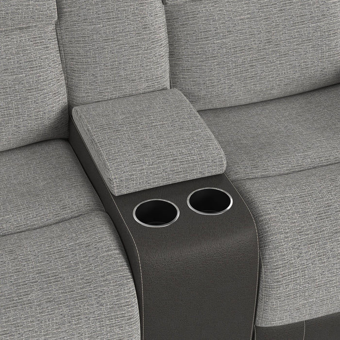 Hornet Motion Glider Loveseat with Console in Rancho Grey - Sweet Furniture (Columbus, Ohio)