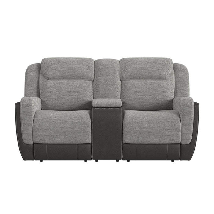 Hornet Motion Loveseat with Console in Rancho Grey - Sweet Furniture (Columbus, Ohio)