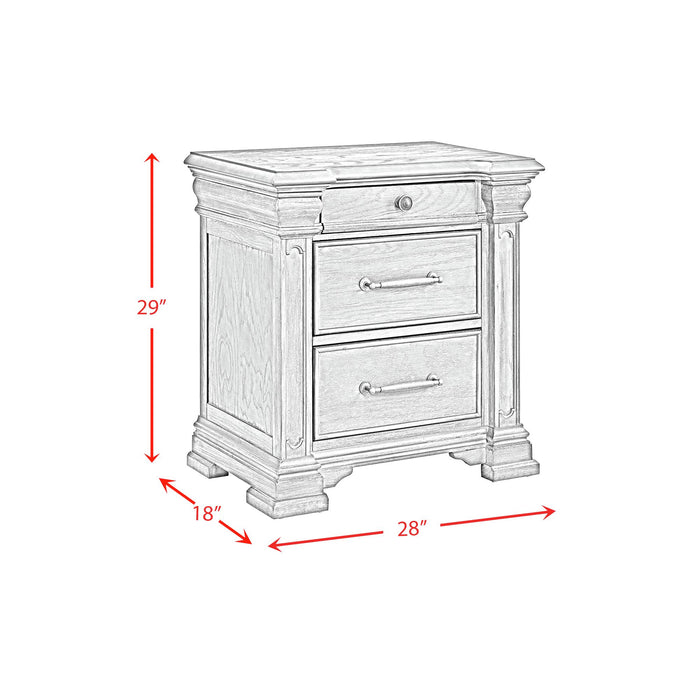 Kings Court 3-Drawer Nightstand (Sliding Top) in Grey - Sweet Furniture (Columbus, Ohio)